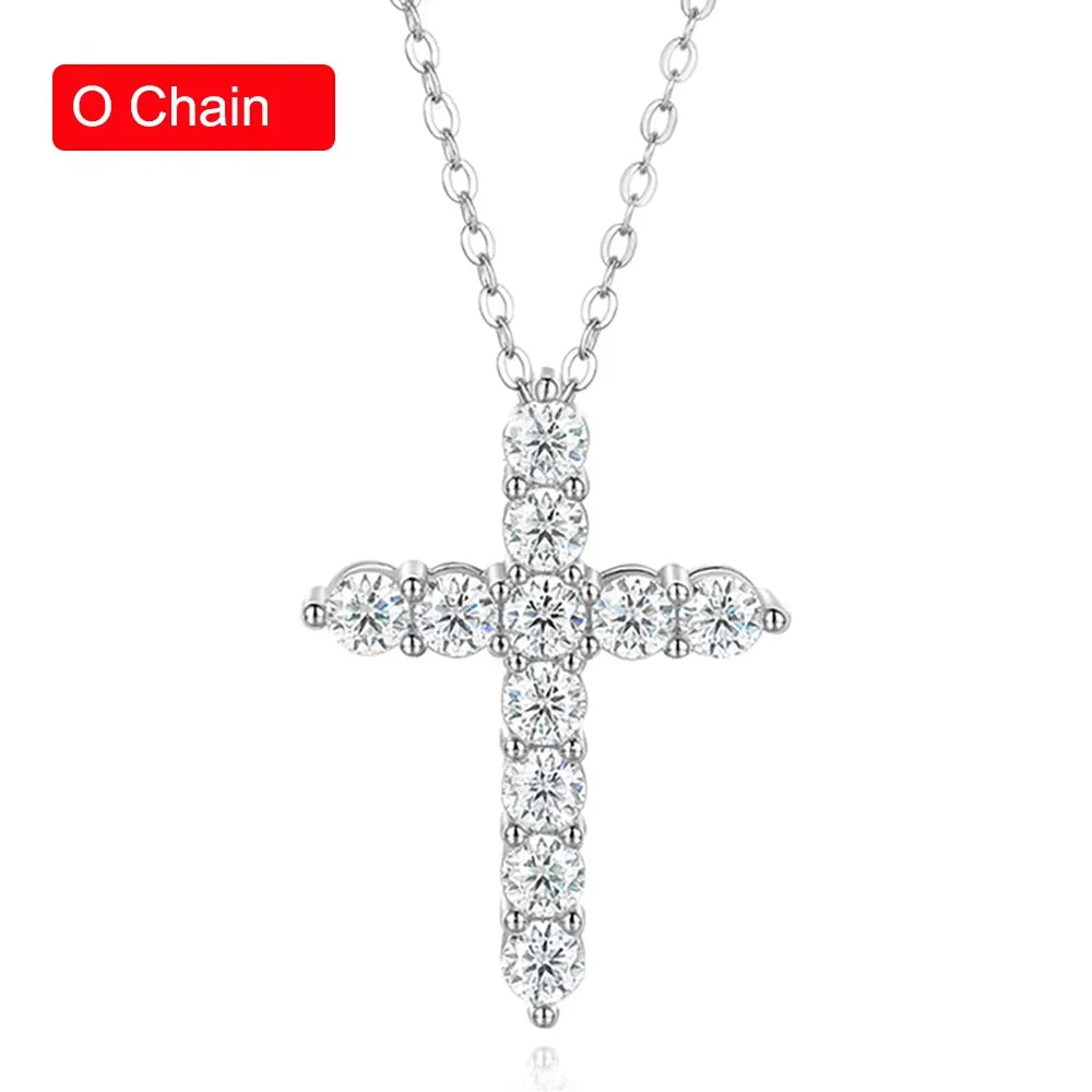 Serenity 3mm 4mm 5mm Black Moissanite Cross Pendant Necklace For Women Men 100% S925 Sterling Silver Jesus Neck Chain Plated 18K