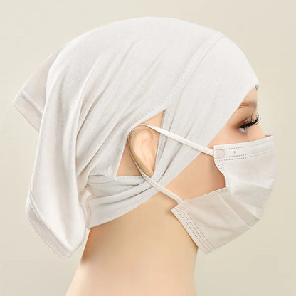 Jersey Cotton Muslim Women Under Hijab Cap With Ear Hole Inner Hijab Cap Round Forehead Underscarf Bonnet Femme Musulman