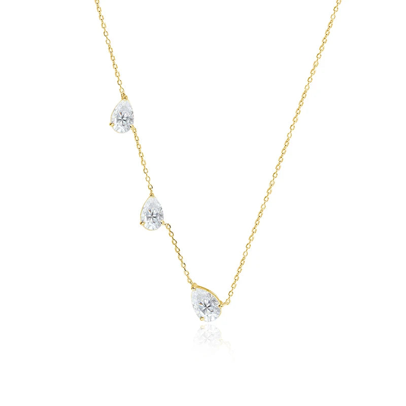 9cttw 3-Stone Waterdrop Moissanite Pendant Necklace for Women Luxury S925 Silver East West Pear Cut Diamond NeckChain Jewelry