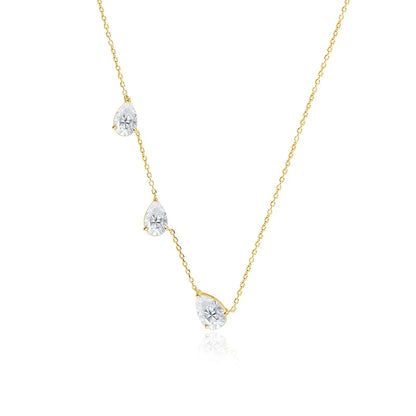 9cttw 3-Stone Waterdrop Moissanite Pendant Necklace for Women Luxury S925 Silver East West Pear Cut Diamond NeckChain Jewelry