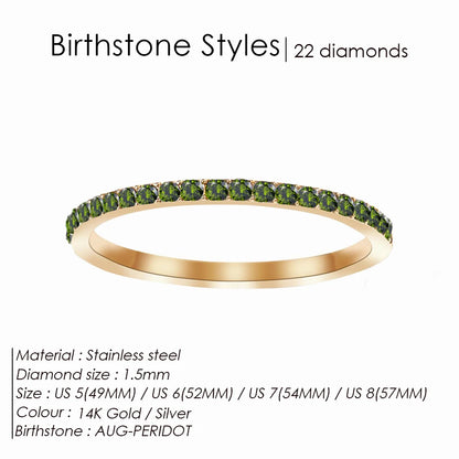 EMANCO Rhinestone Birthstone Stainless Steel Ring Luxury Jewelry Gift 12 Zodiac Sparkling Rings for Women Wholesale US5/6/7/8