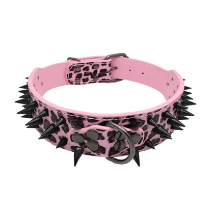 5CM Wide Spiked Studded Dog Collar Anti-Bite PU Leather Pet Collar for Large Dogs Pitbull Mastiff Pet Supplies Accessories