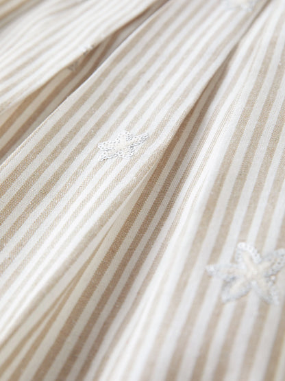 FSLE【Premium Series】2026 Summer Women's Striped Embroidered Sleeveless Blouse - Vacation Elegance Collection for Resort
