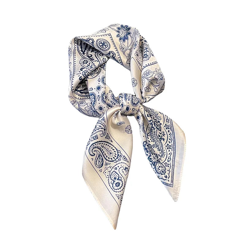 2025 Korean Satin Silk Scarf 70cm Square Women Fashion Shawl Wrap Neckerchief New Elegant
