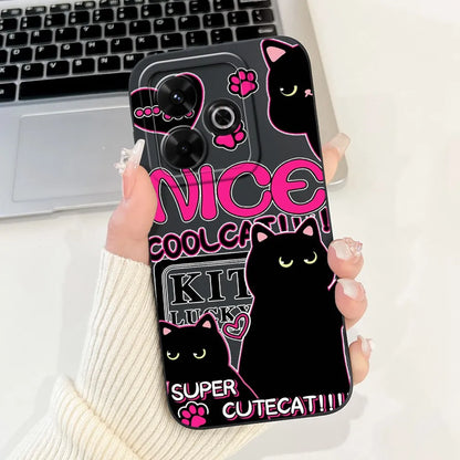 Casing For Redmi 13 Case 13 5G Cute Cat Fashion Luxury Flowers Silicone Shockproof Back Cover For Redmi 13 5G Phone Case Bumper