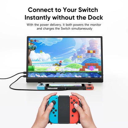 Dopesplay 15.6inch Portable Monitor FHD 1080P IPS External Screen Extender Plug Play Stand Monitors for Laptop Switch Gaming Mac