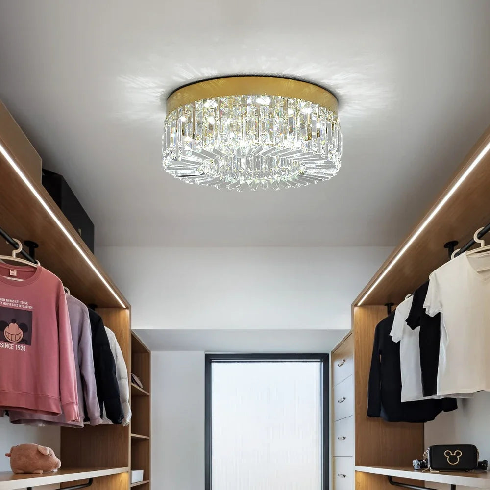 Gold Luxury Crystal Ceiling Lamp Living Room Modern Chandeliers Decoration Led Ceiling Lights Lighting Fixture Diameter 40 50cm