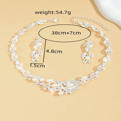 Middle Eastern Hot selling Bridal Jewelry Set Alloy Pearl Rhinestone Necklace Earrings Two Piece Set Wedding Banquet Jewelry