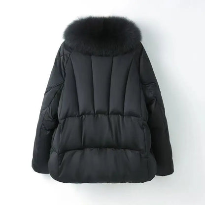 White Duck Down Coat Women Faux Fox Fur Collar Loose Thicken Parkas Warm Outwear 2026 Winter New Fashion Female Jacket
