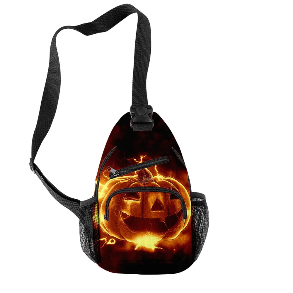 Fashion Youthful Halloween Skeleton Boys/Girls 3D Printed Chest Bags Oxford Waterproof Sports Crossbody Travel Bag Shoulder Bags