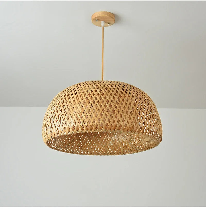 2025 Newest Bamboo Pendant Lamps Ceiling Lights Rattan Wicker Lustre Hand Knit Braiding Suspended Home Dining Braided Decor Hot