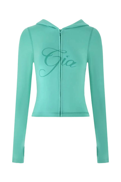 new shoulder letter printed open thread design slim fit hooded zipper short jacket shorts set