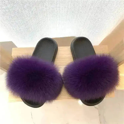 Women's Fluffy  Slides Fashion Plush fluffy Flat Sandals Casual Indoor Outdoor Beach Casual Slippers