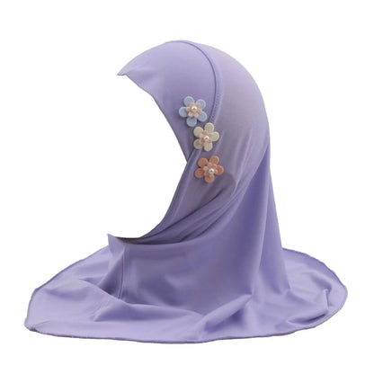 Muslim Hijab for Girls, Arab Turban, Islamic Khimar, Directly Instant Hijab, Plain Color Scarf, Flower Color in Random