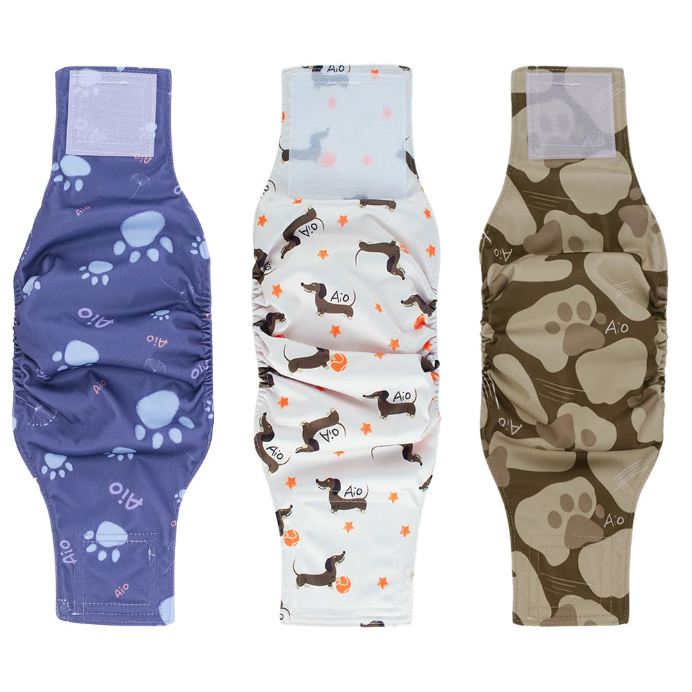 3pcs Reusable Belly Band for Male Dogs Washable Pet Dog Cloth Diapers Leakproof Physiological Pants Short Breathable Puppy Nappy