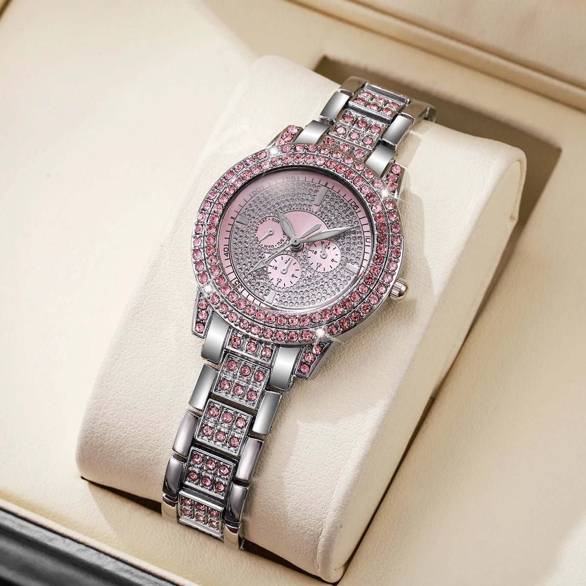 1/3PCS Luxury Rhinestone Women Watch Diamond Jewelry Set Elegant Steel Ladies Quartz Wristwatch Reloj Mujer（Without Box）