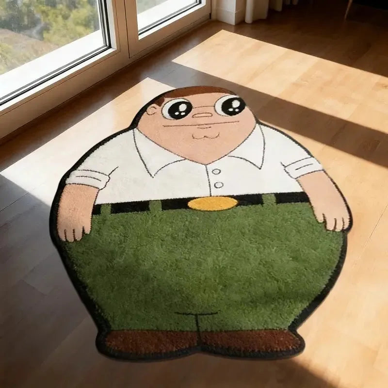 VIKAMA Family Guy Peter Shaped Rug, Cartoon Fluffy Irregular Floor Mat, Non Slip Bedside Doormat for Teen Bedroom Decor