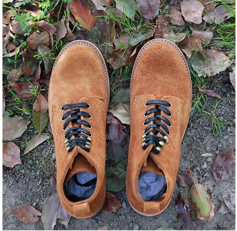 YR Best.quality.Mens Vintage outdoor leather Boots.Rider Good Year Top Layer cowhide Shoes.Classic Work Suede boots