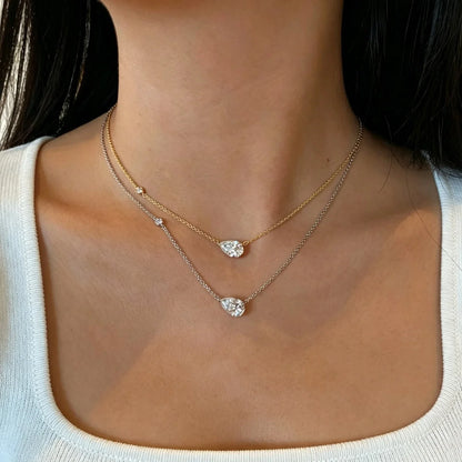 GXTRS 1.5CT Pear Cut Moissanite Pendant Necklaces For Women S925 Silver Waterdrop Lab Diamond Clavicle Chains Fine Jewelry Gifts