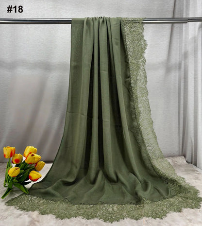 2026 New Rayon Cotton Modal Hijab Scarf Lace Splicing Turban Breathable Women Shawl Cotton Plain Scarf Headscarf Women Hijabs