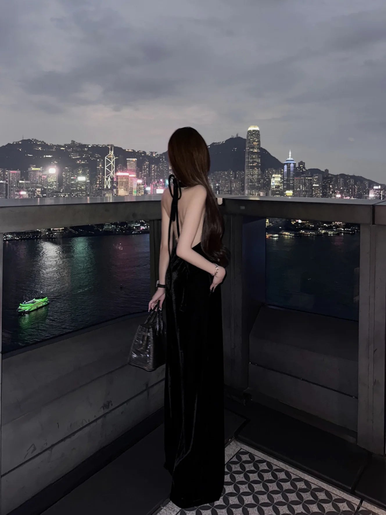 Vintage Luxury High-end Black Jumpsuits Metal Button Slim Sexy V-neck Hang Neck One-piece Pants Women Party Dresses Backless New