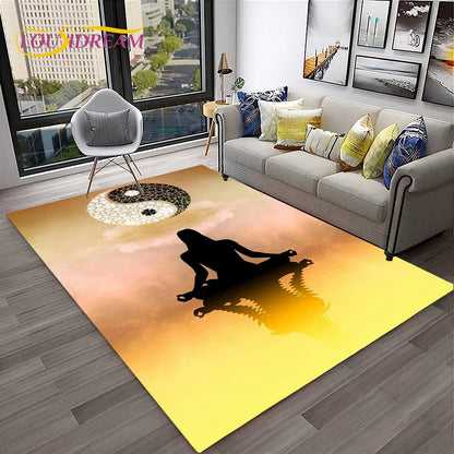 Naturalize Yoga Meditation Rainbow 7 Chakra Soft Carpet Rug for Home Living Room Bedroom Sofa Doormat Decor, Non-slip Floor Mat