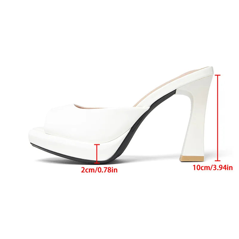 Sexy Luxury Open-Toe High Heel Sandals Thick Platform Thick Heel Women's Shoes Round Head Synthetic Leather Summer Shoes