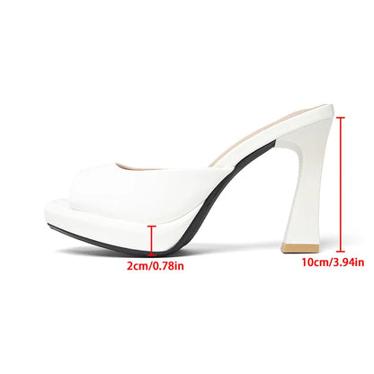 Sexy Luxury Open-Toe High Heel Sandals Thick Platform Thick Heel Women's Shoes Round Head Synthetic Leather Summer Shoes