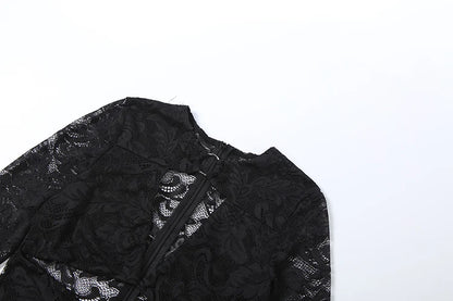 Nibber See Through Jumpsuits Woman Metal Rings Patchwork Hollow Design Sexy Full Sleeve Midnight Club Party Wild Style Overalls