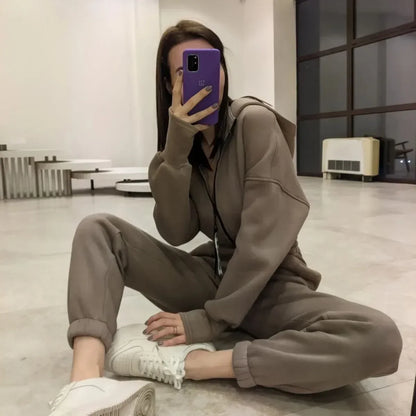 Fleece Sport Jumpsuit Women Playsuit Sportswear Female Long Sleeve Zipper Hoodies Jumpsuits Zipper Up Autumn Winter Overalls