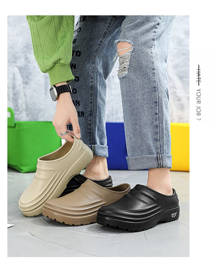 Summer Chef Shoes Anti Slip and Oil Proof Work Shoes Lazy Slippers Casual Trendy Slipper One Step Fashion Garden Shoes For Beach