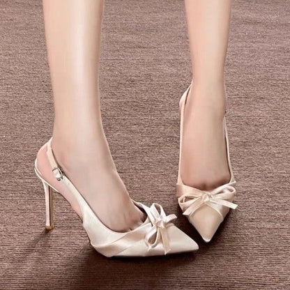 Luxury High Heels Sandals Bow Pointed Toe Women's Shoes Sexy Pumps Slippers Elegant Party Fashion Slides Stilettos Mujer Zapatos