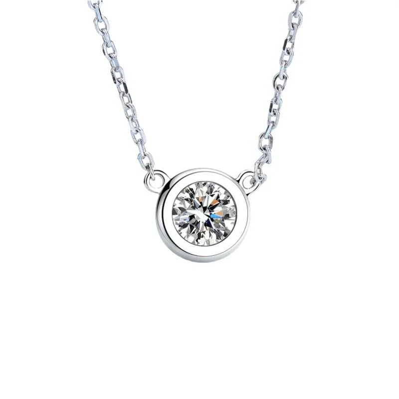 Daughter Birthday Gift 18K White Gold Girl Valentine's Day 0.5/1CT Moissanite Diamond Women Wedding PT950 Platinum Necklaces ins