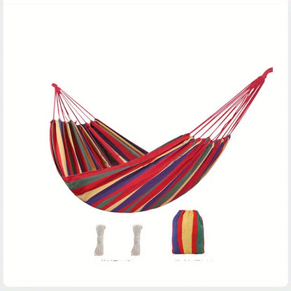 Outdoor Canvas Hammock Thickened Hammock Camping Swing Hammocks with Tree Ropes Anti Rollover Striped Hanging Chair Hammocks
