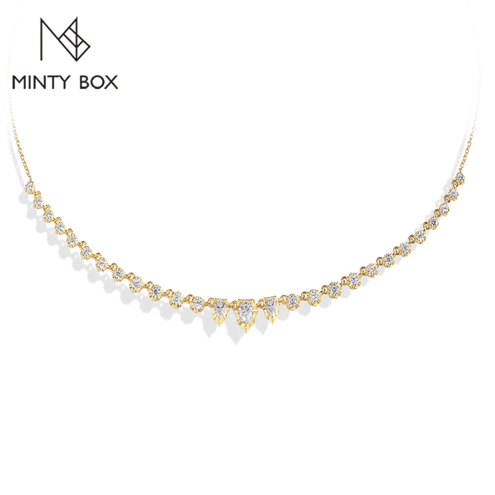 MINTYBOX Pear Cut DVVS1 Color Moissanite Necklace S925 Sterling Silver Adjustable 45+5cm for Women Engagement Jewelry Party Gift