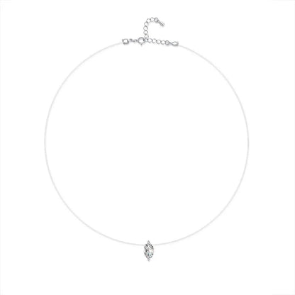 EWYA GRA Certified 1CT Marquise Cut Moissanite Pendant Necklace for Woman 925 Silver Fishing Line Water Drop Diamond Necklaces