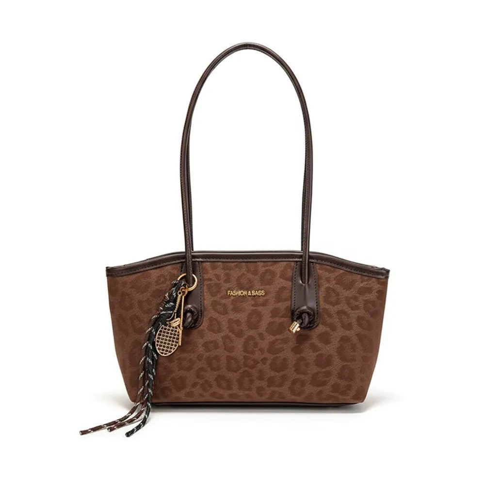 Luxury Design Leopard Print Underarm Shoulder Bags Large Capacity Retro Tote Bag PU Leather Women's Handbags Travel