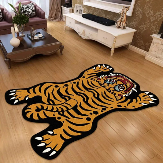 VIKAMA Cartoon Tiger Carpet - Durable and Easy to Clean Home Decor Living Room Sofa Coffee Table Rug Bedside Rug for Bedroom