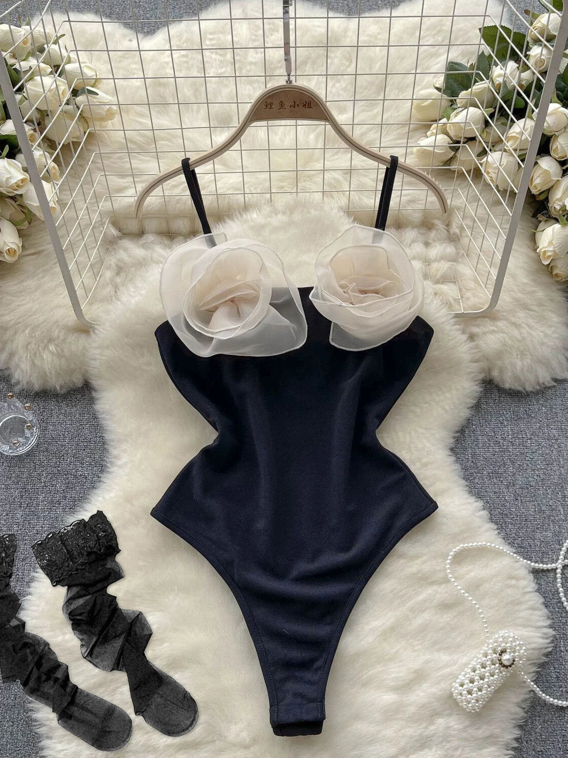 Coquette Lace Lingerie Set Sexy Mesh Bodysuit Valentines Day Sleepwear Gothic Strappy Catsuit Intimate Nightwear Romper