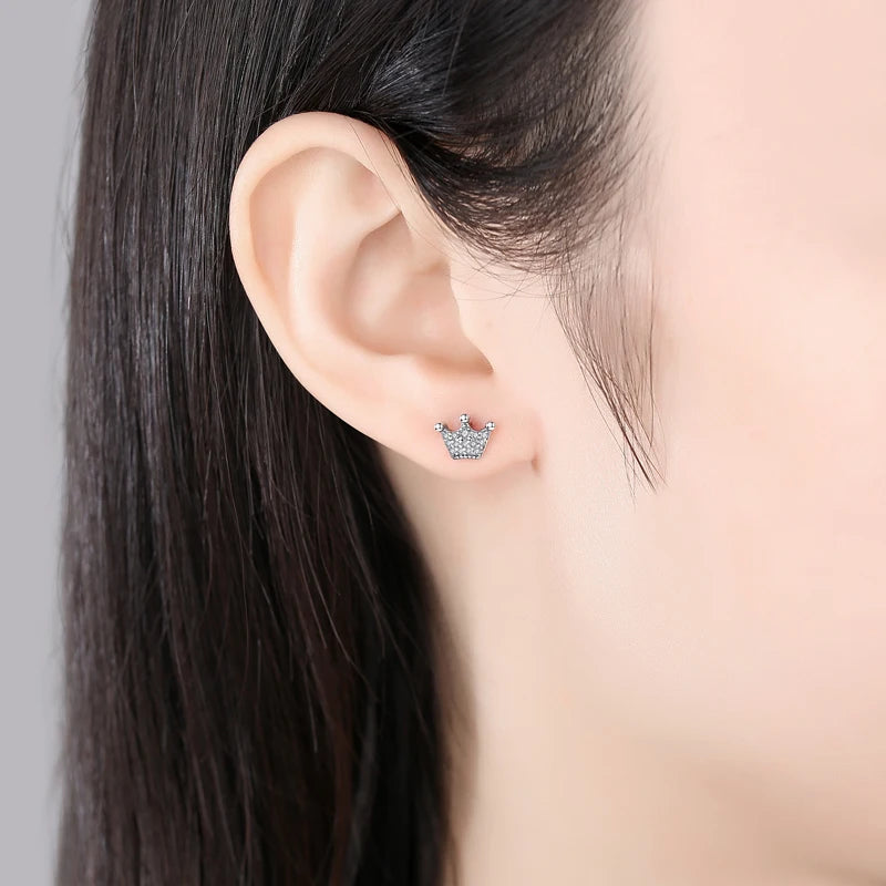Original 925 Sterling Silver Earrings Infinity Love Heart Piercing Crystals Stud Earings For Women Birthday Gift Luxury Jewelry