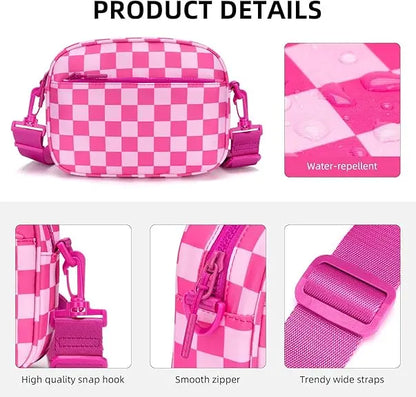 Small Checkered Crossbody Bag for Women Cute Purses Trendy Shoulder Handbags Wide Strap Anti theft Travel Purses Handbag Shoulder Bag, Cute Cross Body Wallet