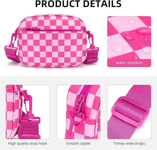 Small Checkered Crossbody Bag for Women Cute Purses Trendy Shoulder Handbags Wide Strap Anti theft Travel Purses Handbag Shoulder Bag, Cute Cross Body Wallet