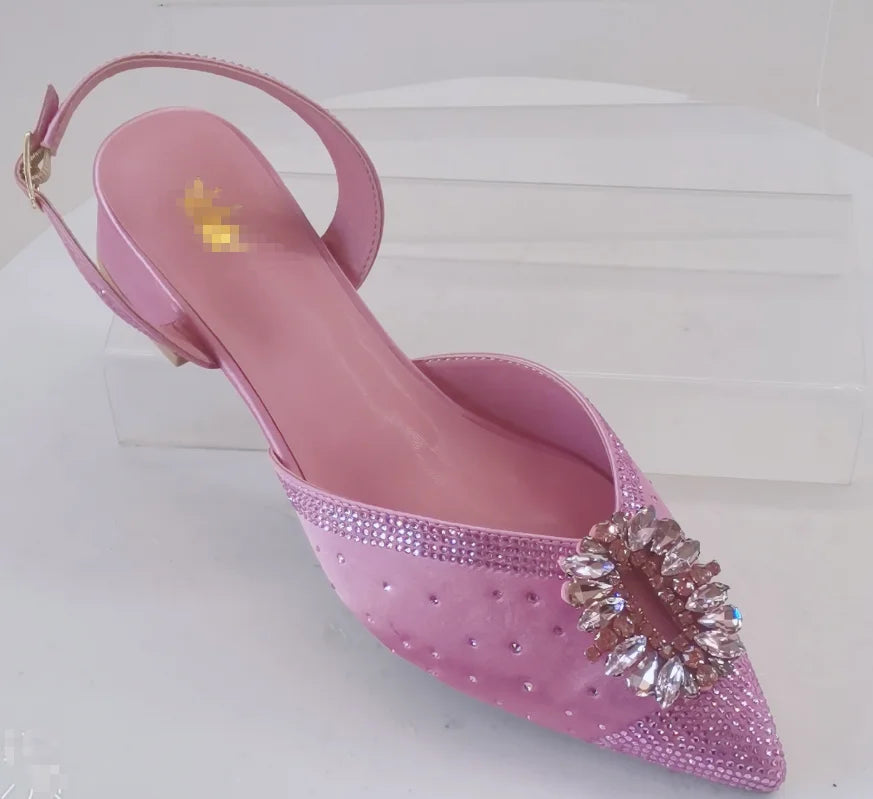 INSIGHTLINK Newest Golden Women High Heel with Bag Set Rhinestones Sandals Party Women's Shoes for Bridal Stiletto Luxury Pumps