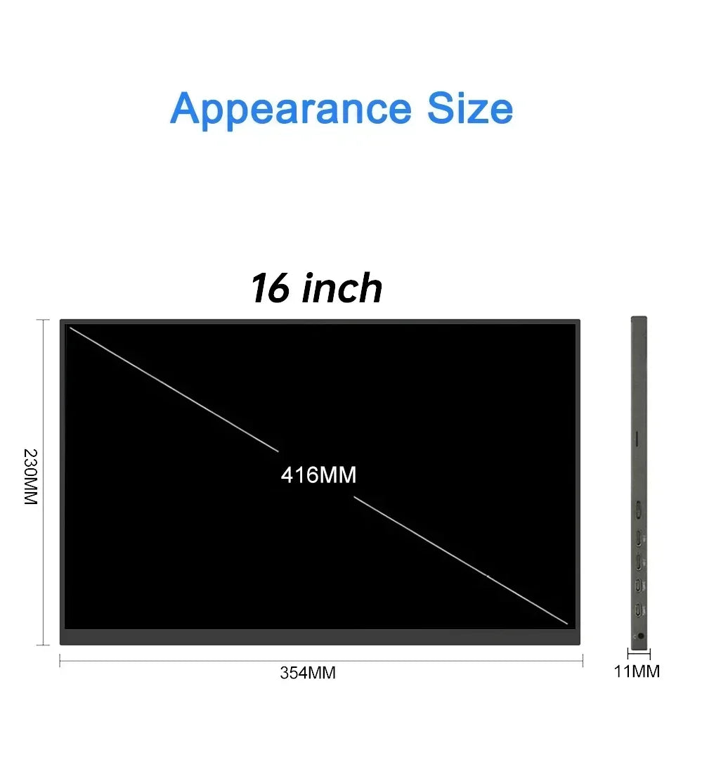 16 Inch 4K 120Hz Touchscreen Portable Monitor 100%DCI-P3 500Nit 16:10 HDR FreeSync Screen Game Display For PC XBox PS4/5 Switch