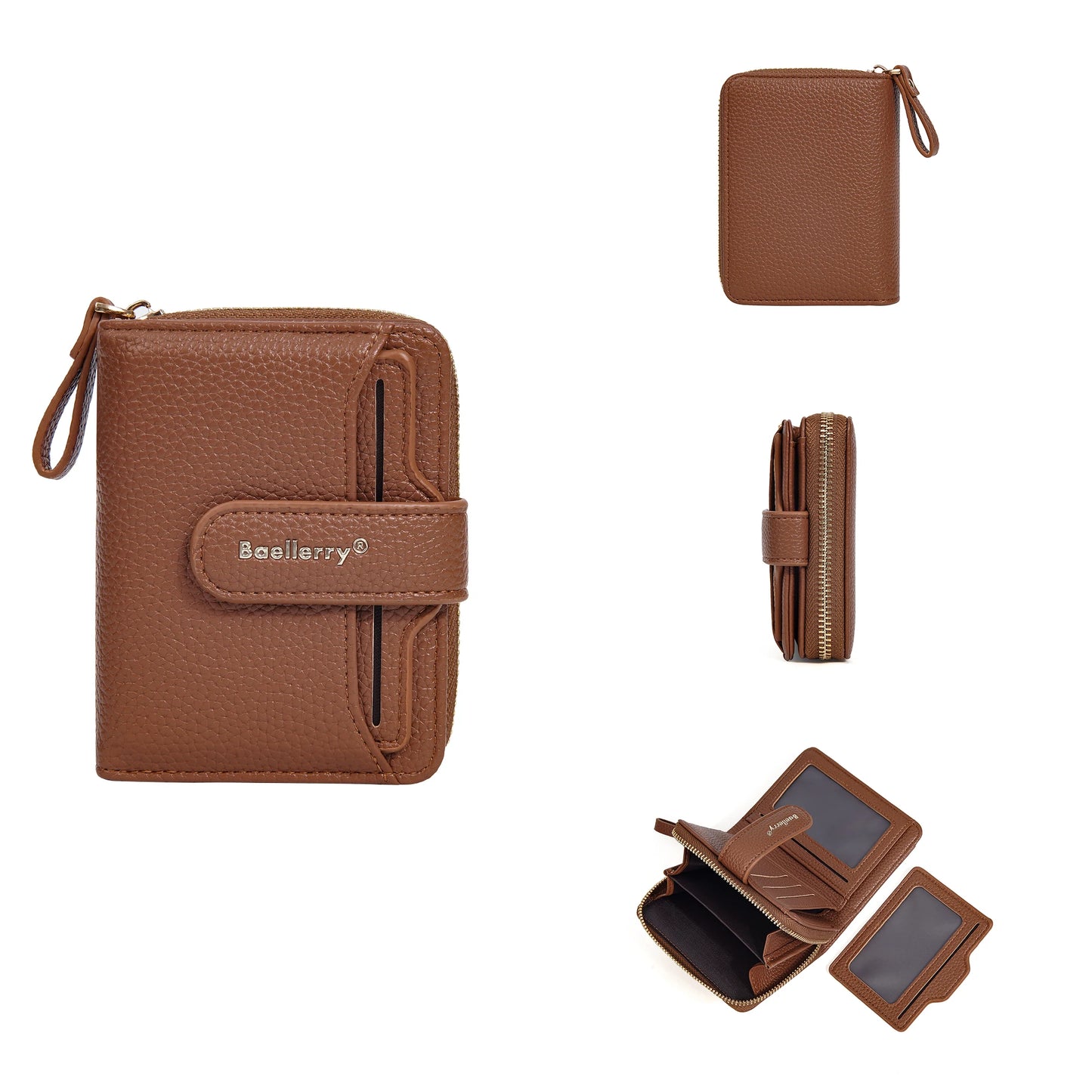 Baellerry Women Stylish Zip Around Card Wallet Multi-Functional RFID Blocking Purse 6 Card Slots and Coin Pocket Minimalist Gift