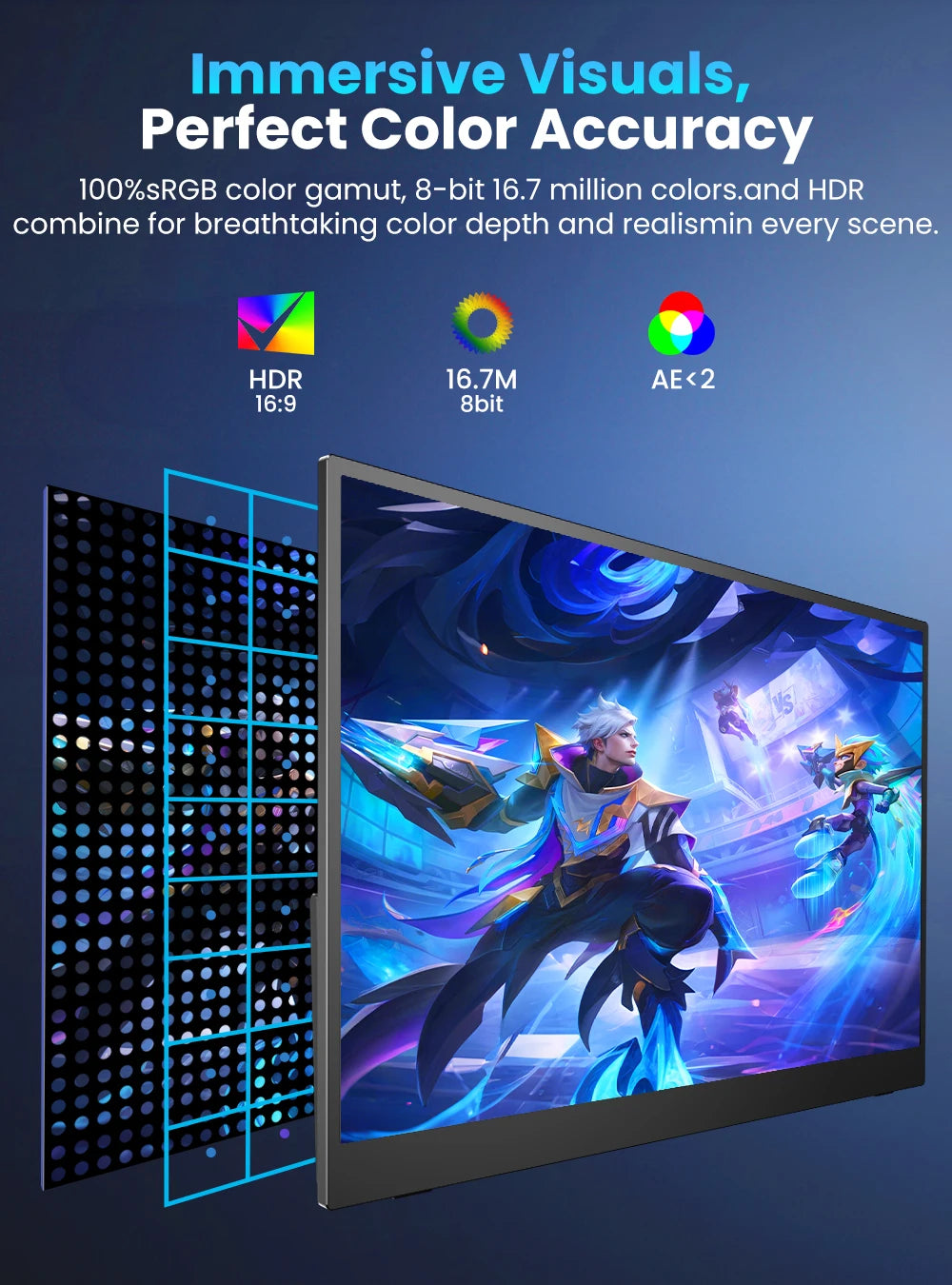 UPERFECT 17.3" 144Hz 1080P FHD Portable Gaming Monitor USB-C HDMI Computer Display HDR IPS Laptop Screen Extender with Kickstand