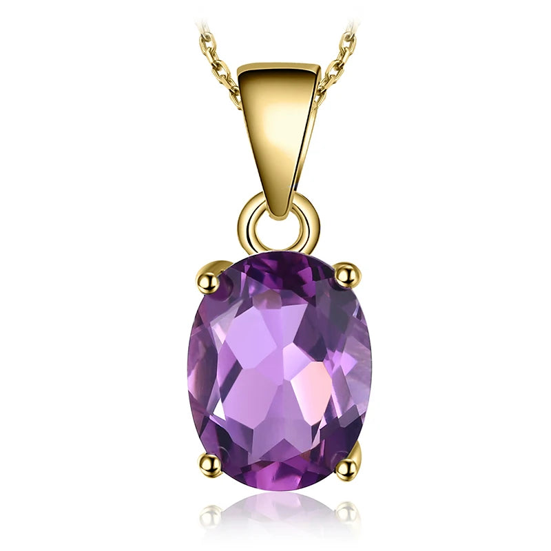 JewelryPalace Natural Garnet Amethyst Citrine Peridot Blue Topaz 925 Sterling Silver Pendant Necklace Gemstone Jewelry No Chain