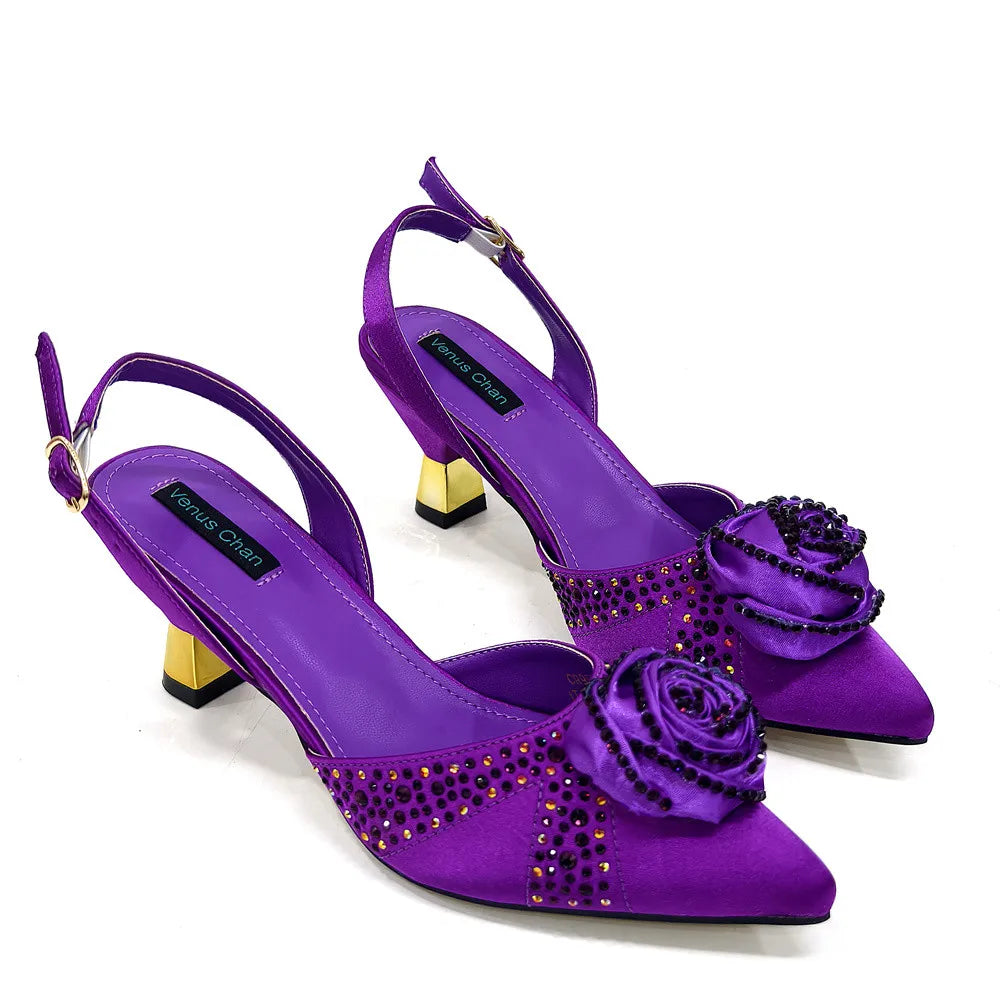 Doershow Beautiful High Quality African Style Ladies Shoes And Bags Set Latest Silver Italian Shoes And Bag Set For Party