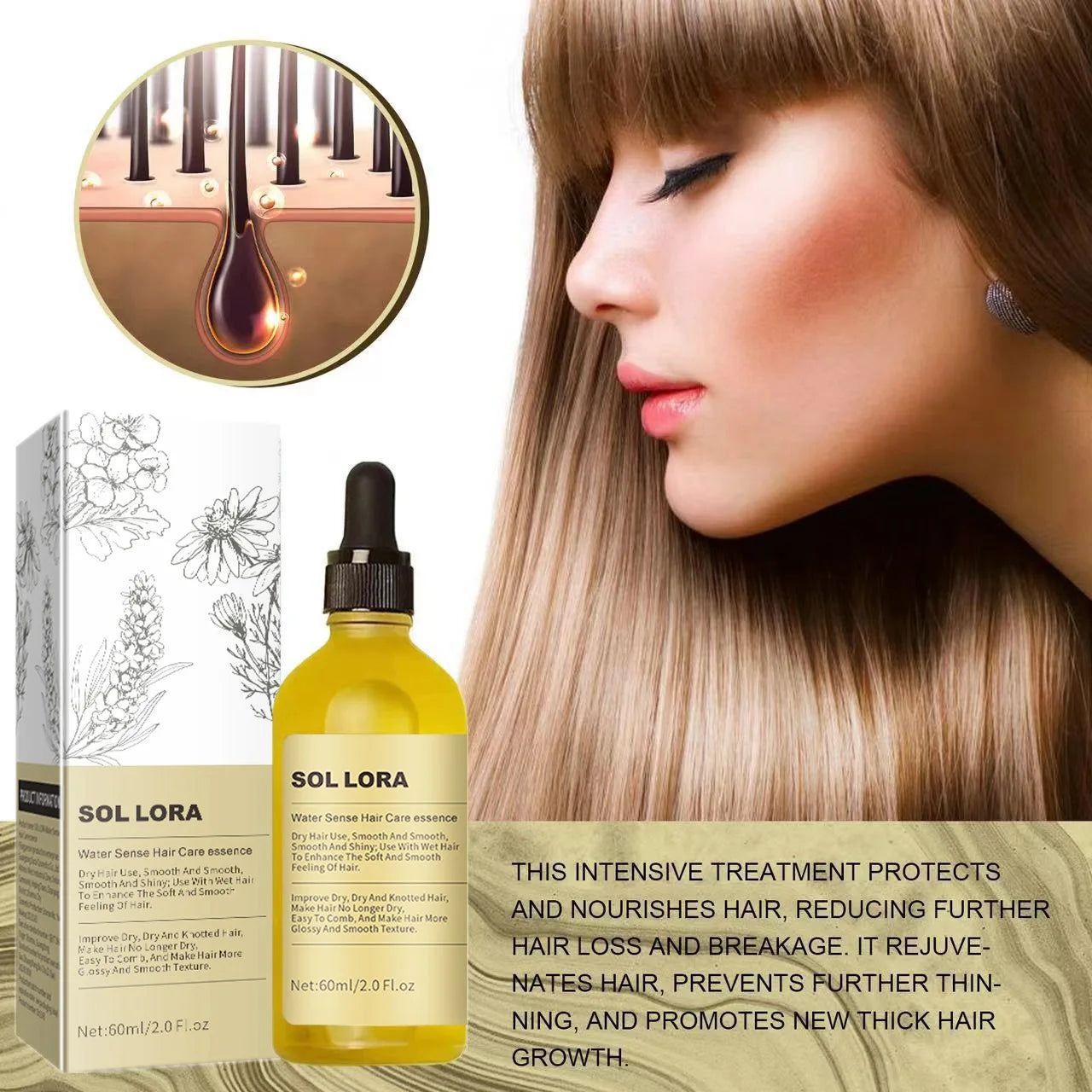 Rosemary Hair Care Essential Oil Nourish Dry Frizzy Hair Smooth Split Ends Boost Luster for Daily Hair Conditioning Maintenance