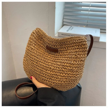 Ladies Fashion Summer Straw Crossbody Bag Women Beach Holiday Shopping Woven Shoulder Handbag Messenger Purses For Women Bags